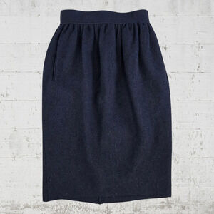 Y2K Ter Et Bantine Black Wool High Waisted Minimal Midi Straight Skirt Size 6